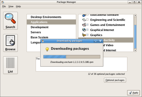 Pirut, Fedora Core 5's program for package management
