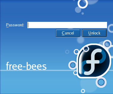 The default unlock screen for Fedora Core 5.