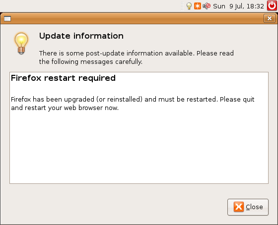 Information regarding the update of Firefox.
