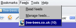 Selecting a feed in Opera.